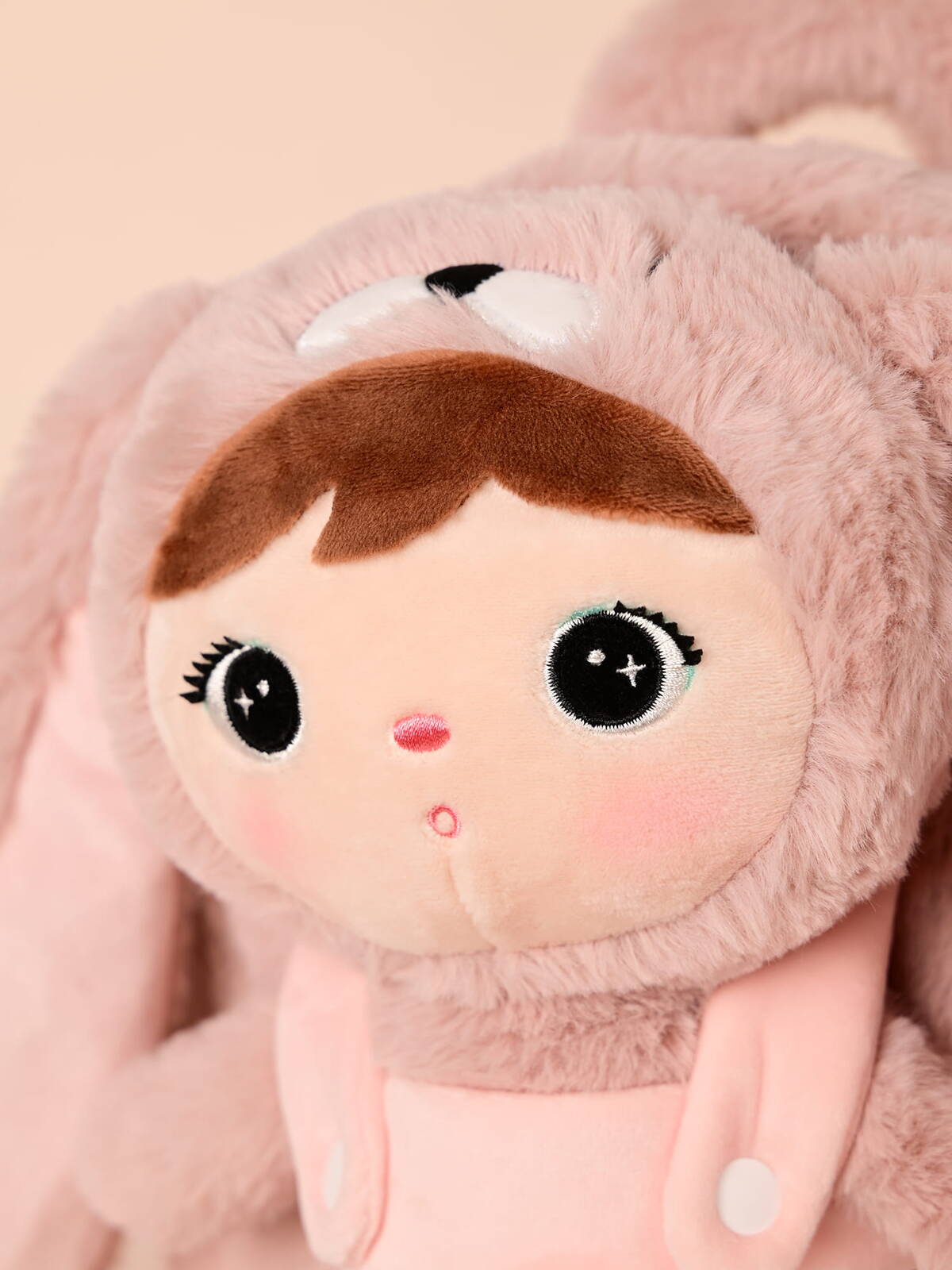 Personalisierter Metoo-Rucksack mit Puppe | Puderrosa Hase