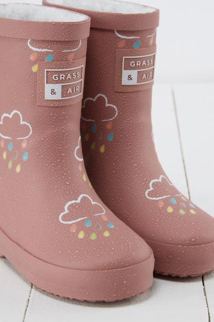 Winter-Gummistiefel für Kinder mit Farbwechsel, altrosa