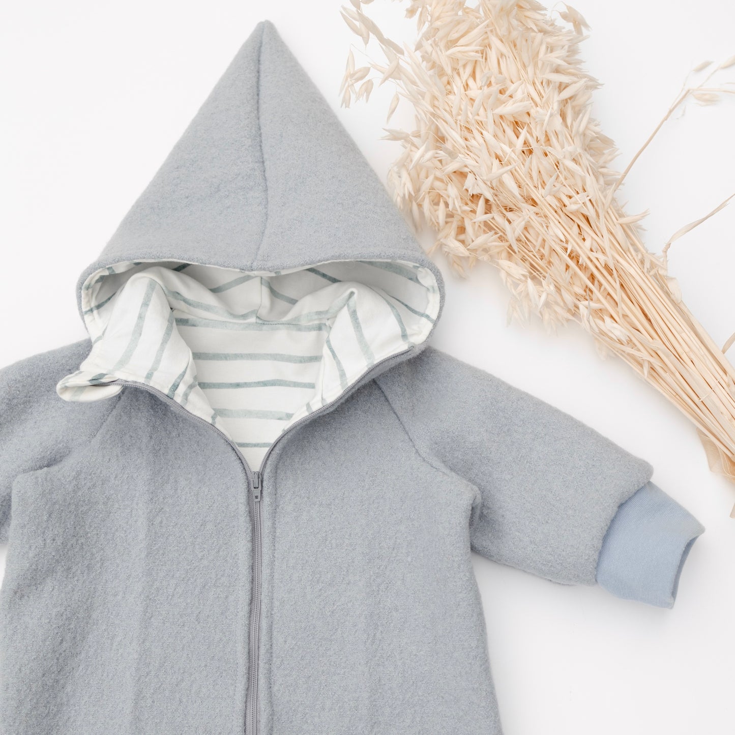Zipped Walker Jumpsuit - Baby Blue & Stripes