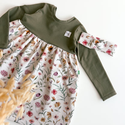 Kleid Mimi für Mädchen, Olive & Floral