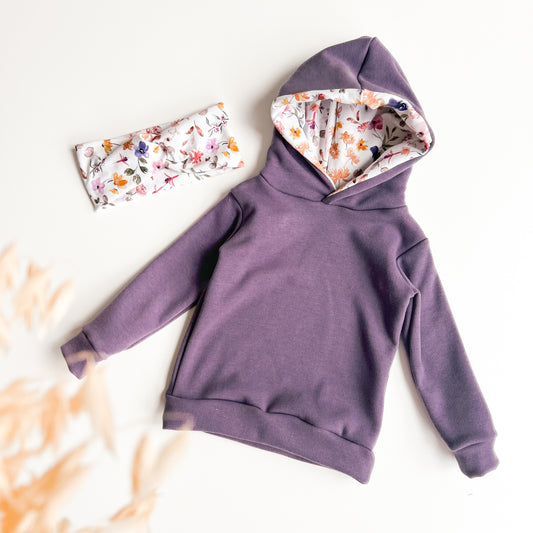 Hoodie Lila & Blumen für Baby & Kind