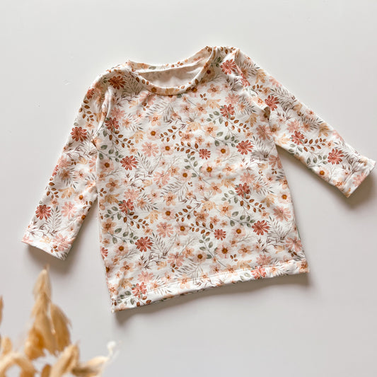 Langarmshirt für Baby und Kinder, Blume Pfirsich