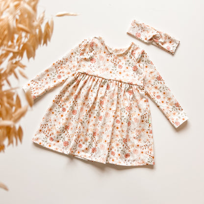 Set Rosa, Blumen Kleid und Stirband für Mädchen