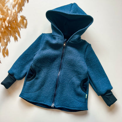 Montessori Walkjacke in Blau, magnetischen Reißverschluss