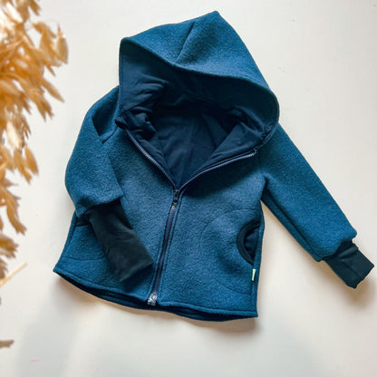 Montessori Walkjacke in Blau, magnetischen Reißverschluss