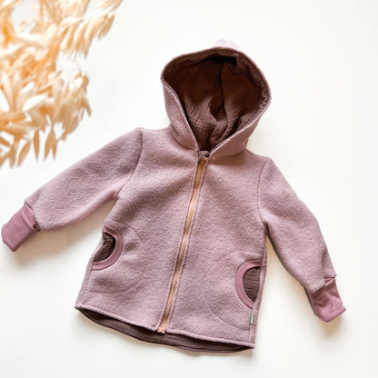 Montessori Walkjacke in Rosa, magnetischen Reißverschluss