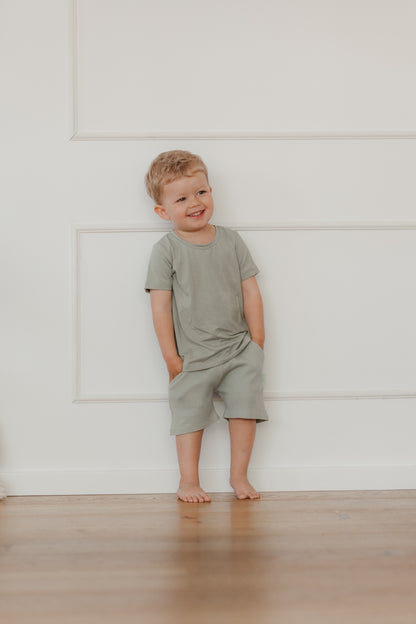 Waffel-Shorts in Olive