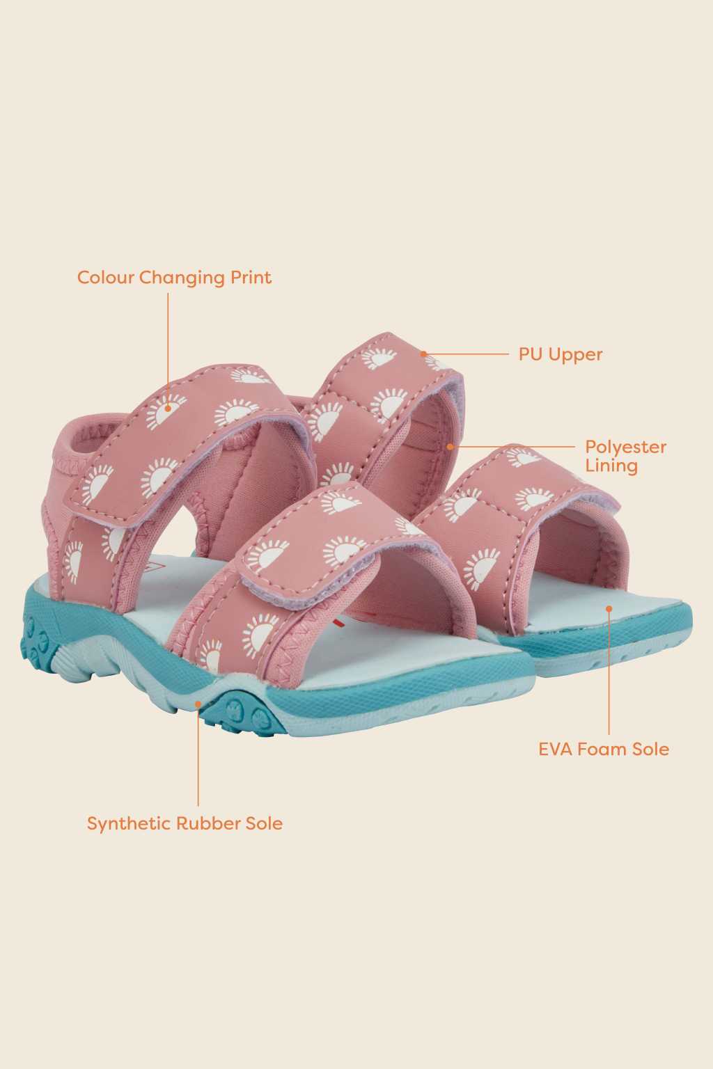 Grass & Air Kinder Farbwechsel-Sandalen - Rosa