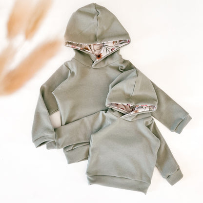 Hoodie Mint & Blumen für Baby und Kind