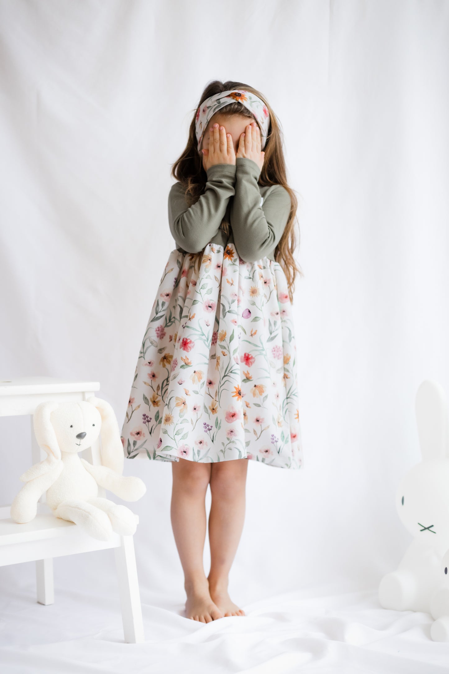 Kleid Mimi für Mädchen, Olive & Floral