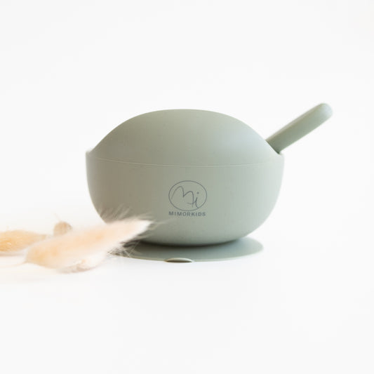 Silicone bowl with spoon, mint