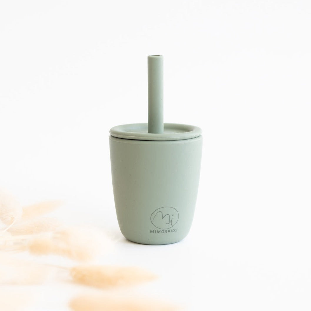 drinking cup with straw, mint