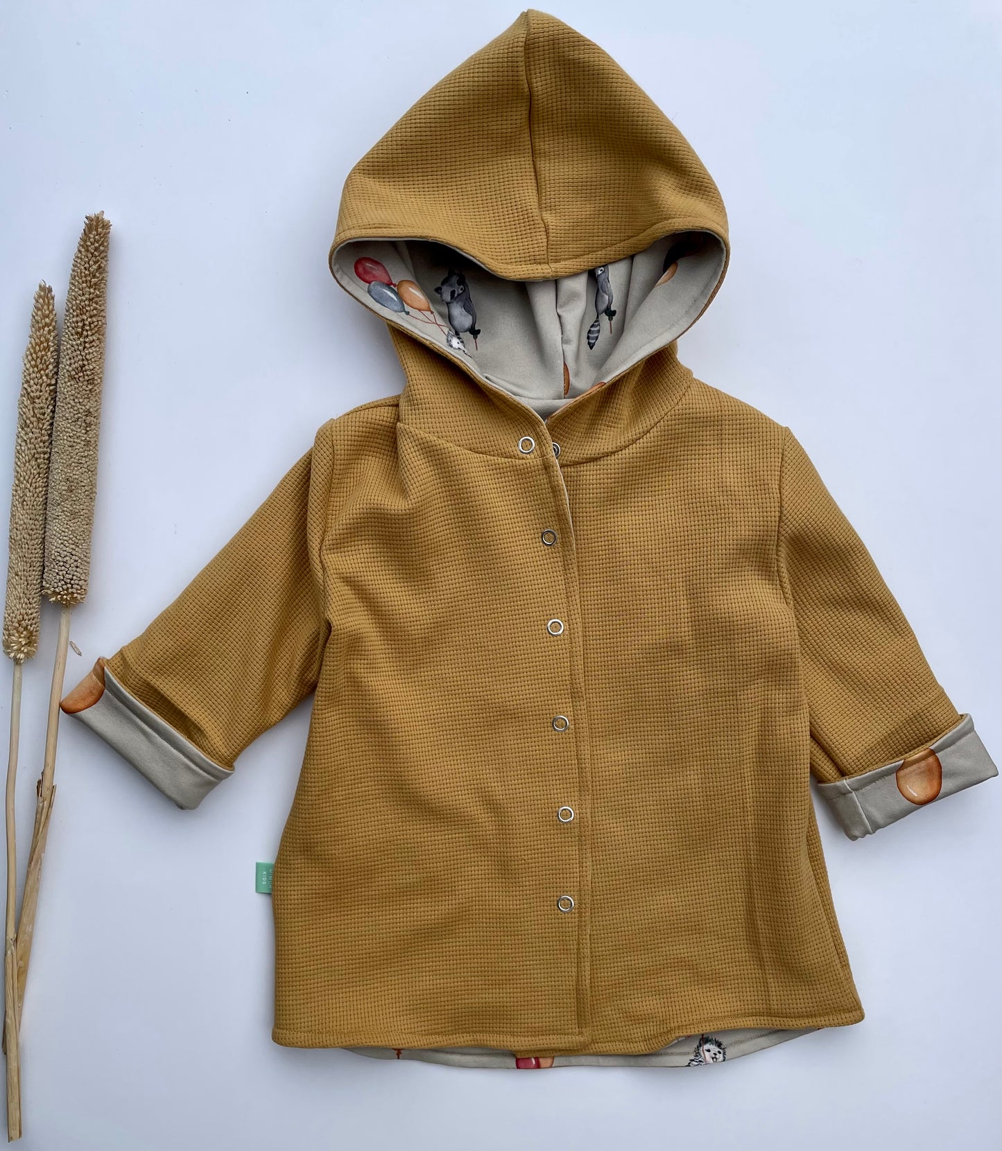 Reversible jacket for spring, mustard &amp; forest party