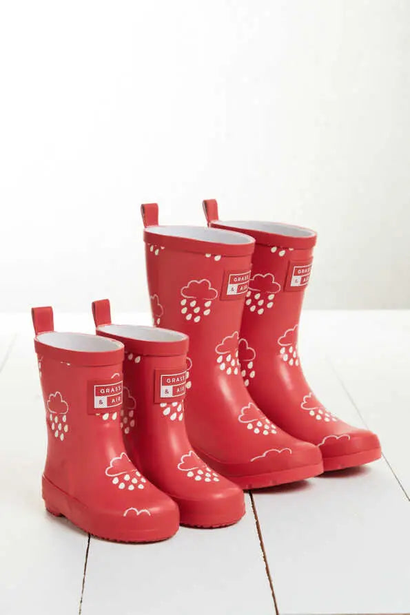 Rubber boots with changing colors, red