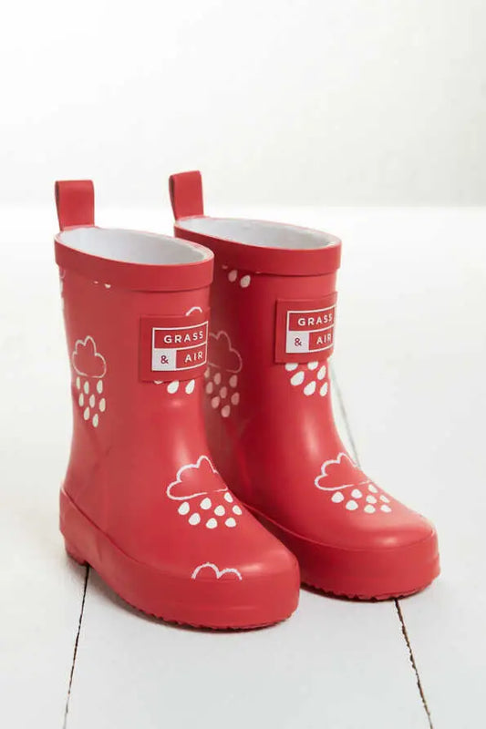 Rubber boots with changing colors, red